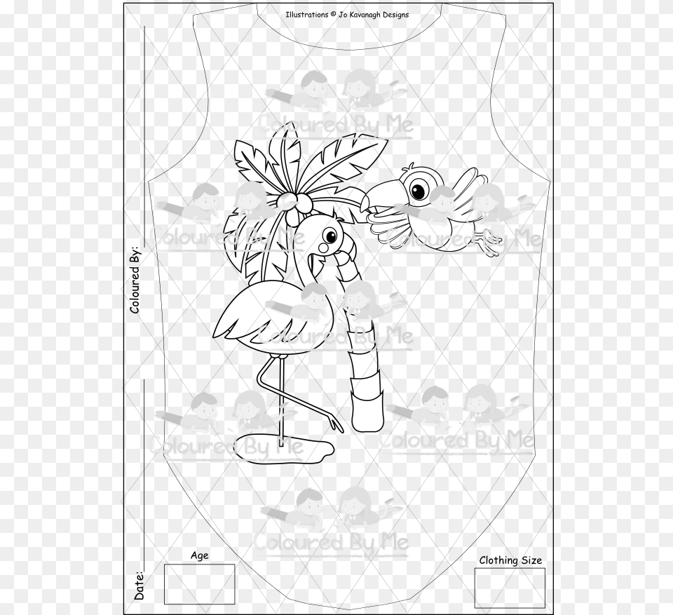 Flamingo With Tucan Girls One Piece Line Art, Person, Baby, Head, Outdoors Png
