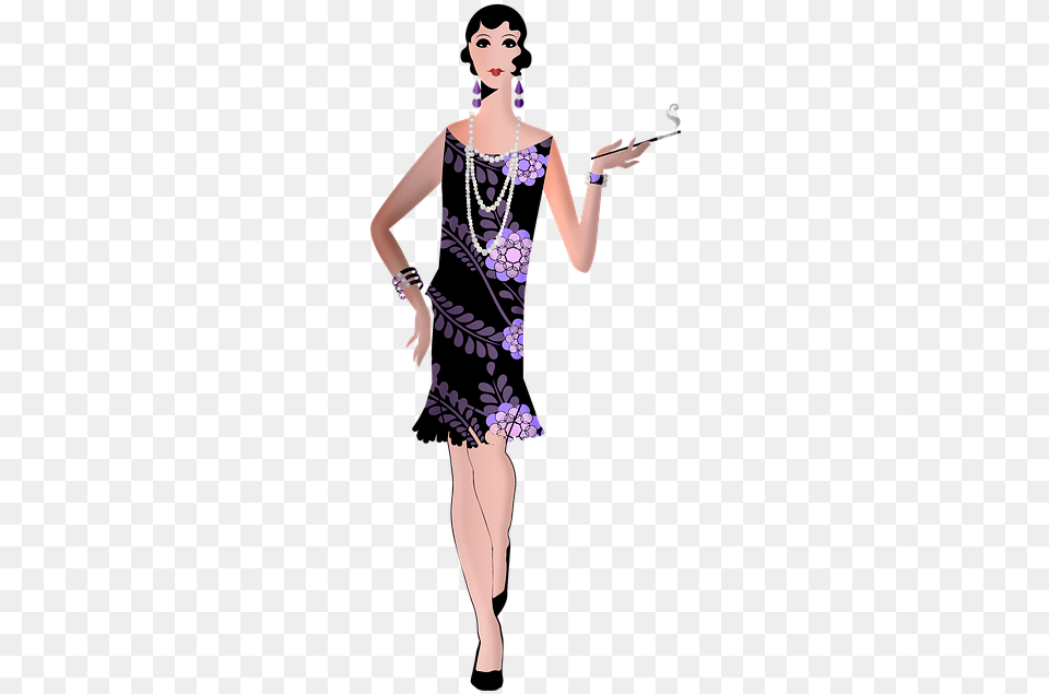 Flapper 1920 S Vintage Fashion Style 1920 Retro 1920s Flapper, Accessories, Clothing, Dress, Necklace Free Png Download