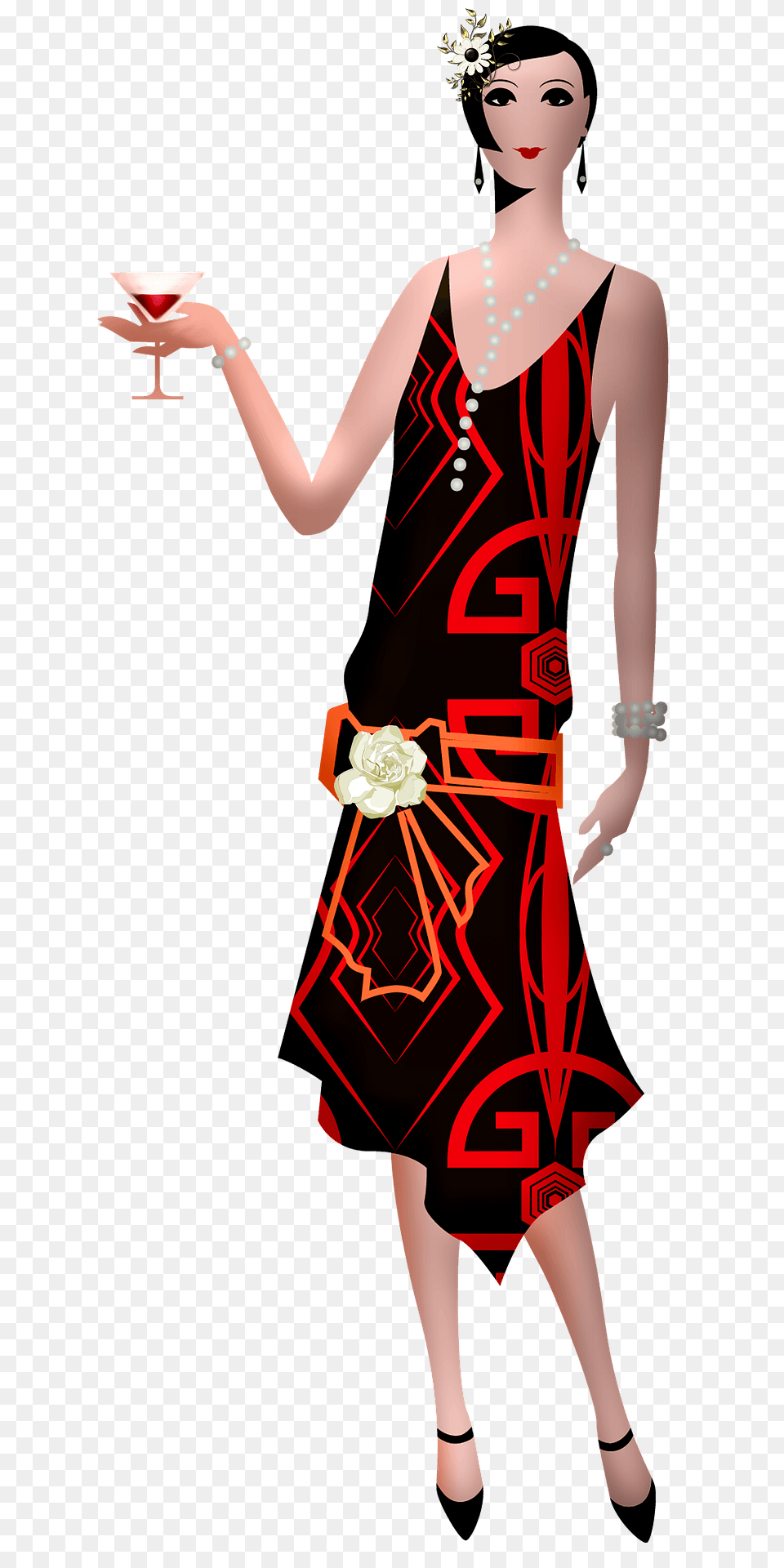 Flapper Clipart, Formal Wear, Clothing, Dress, Evening Dress Free Png Download