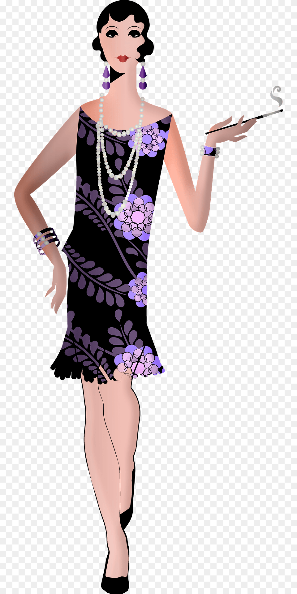 Flapper Clipart, Accessories, Clothing, Dress, Necklace Free Transparent Png