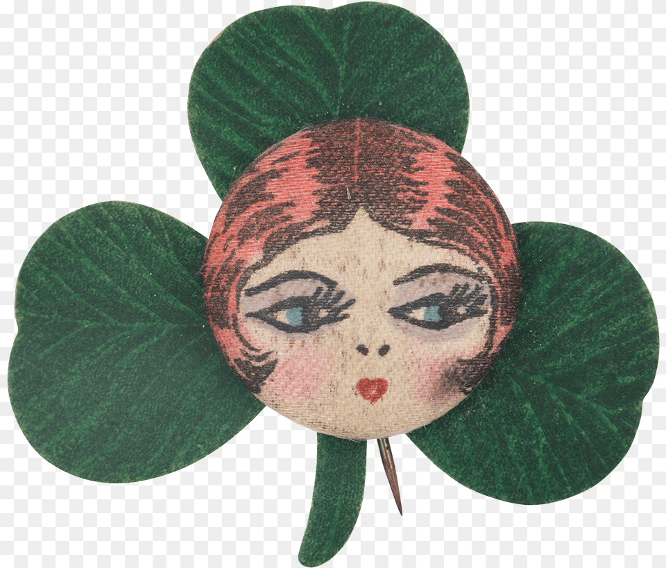 Flapper Face On Clover Art Button Museum Illustration, Leaf, Plant, Head, Person Free Png Download