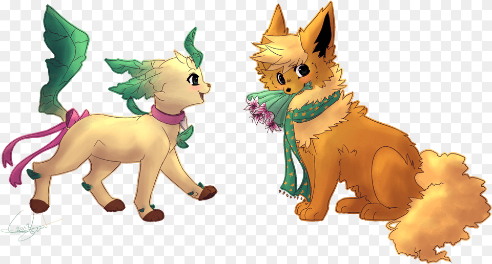 Flareon X Leafeon Cute Leafeon And Flareon, Animal, Cat, Mammal, Pet Png