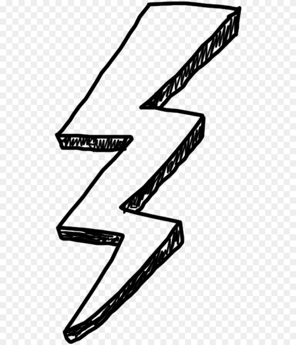 Flash Current Thunderstorm Storm Thunder Doodle Tegning Af Et Lyn, Gray Free Png