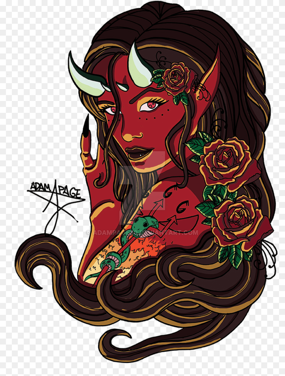 Flash Tattoo Demon Devil Michael Download Image Tattoo Satan, Art, Graphics, Adult, Person Free Png