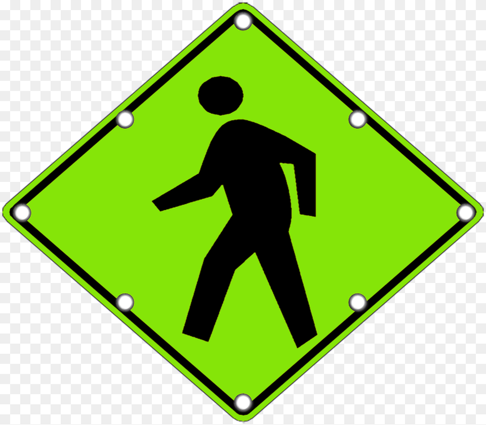 Flashing Led W11 2 Pedestrian Crossing Sign Yg Green Pedestrian Sign, Symbol, Adult, Male, Man Png