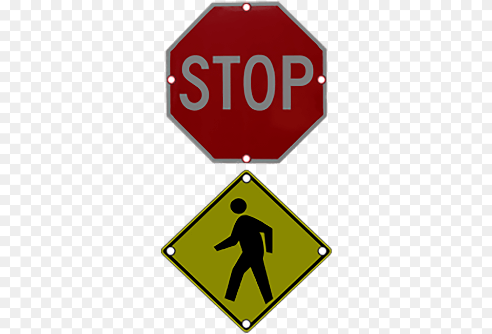 Flashing Stop And Pedestrian Warning Combo Sign The Ave Venice, Road Sign, Symbol, Stopsign, Adult Png Image