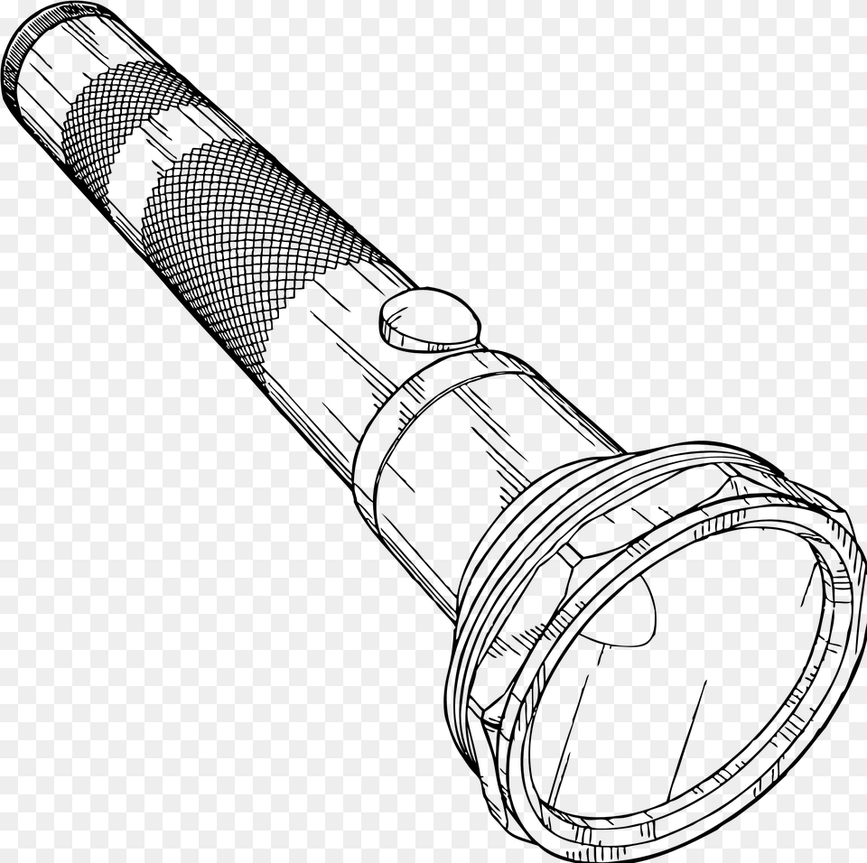 Flashlight Drawing Simple Torch Black Amp White, Gray Png