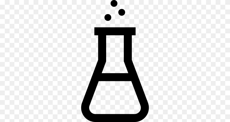 Flask Science Icon, Gray Free Png