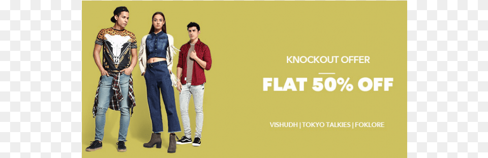 Flat 50 Discount Offer On Clothes Apartment, Pants, Advertisement, Clothing, People Png