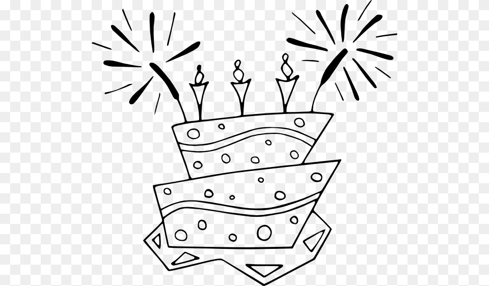 Flat Cake Bw Clip Art At Clker Birthday Cake Clip Art, Stencil, Person, Drawing, Ammunition Free Png
