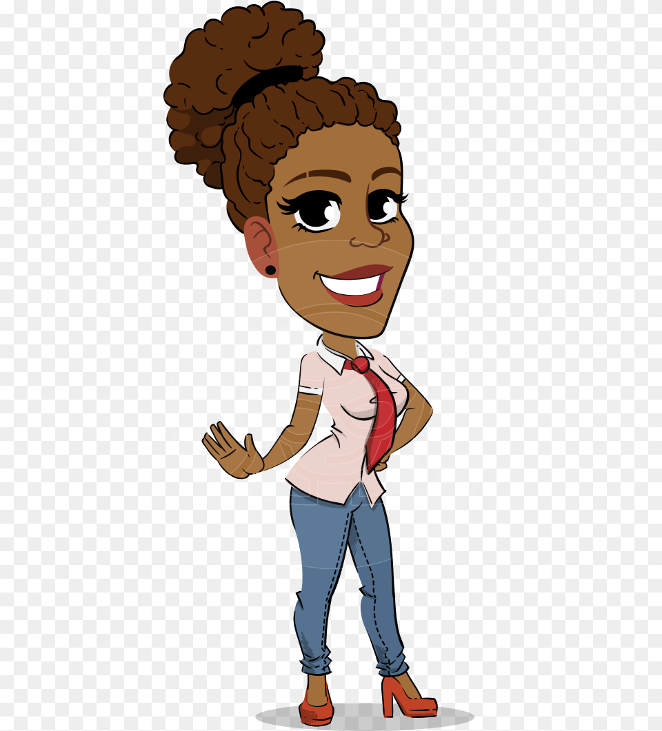 Flat Cartoon African American Girl African American Girl Animated Characters, Person, Book, Publication, Comics Png Image