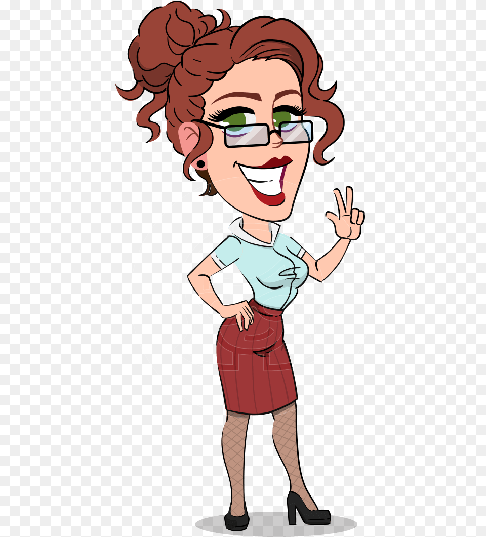 Flat Cartoony Business Woman Vector Character Cartoon, Book, Comics, Publication, Person Png Image