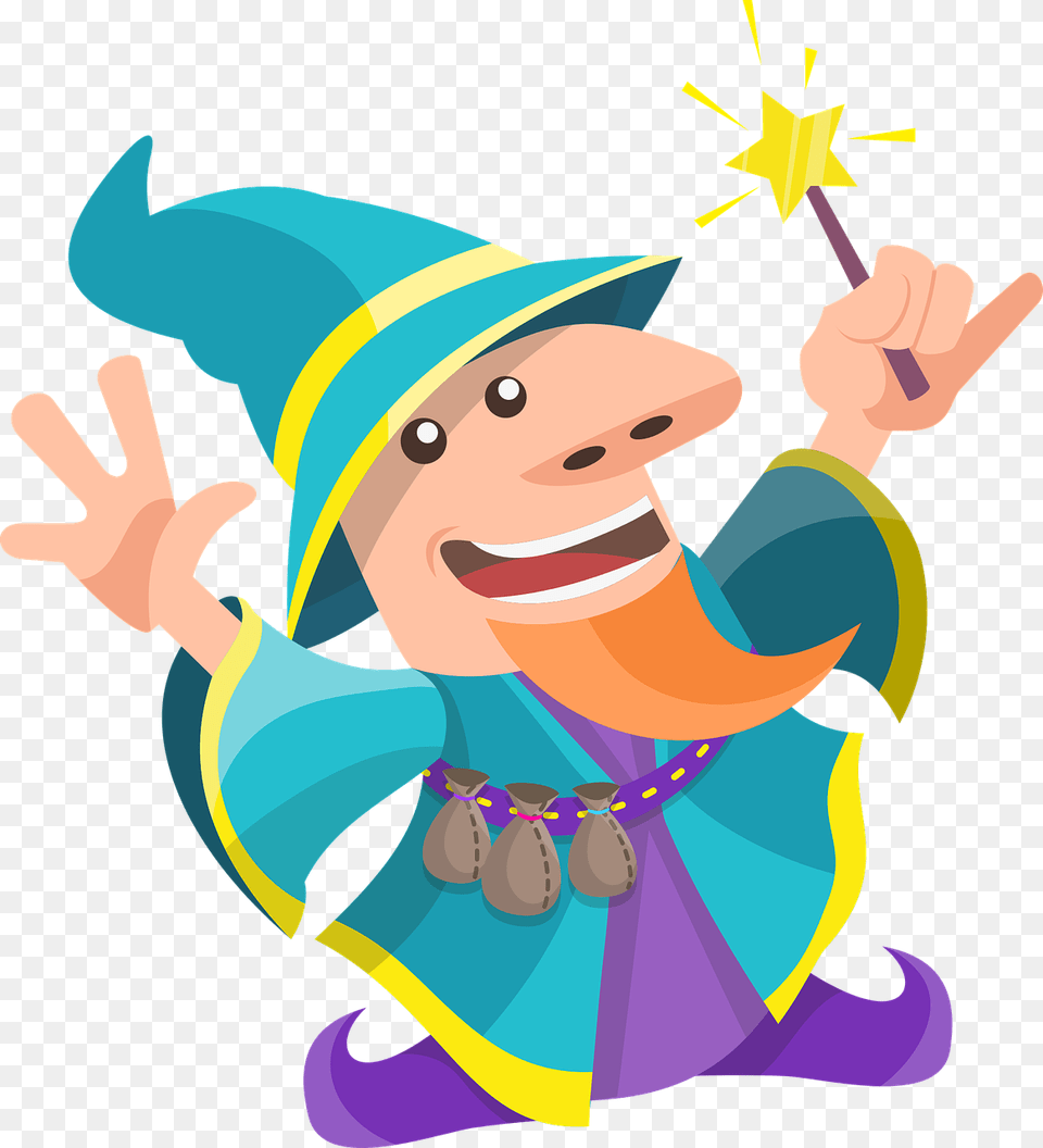 Flat Design Wizard Character Magic Cartoon, Baby, Person, Clothing, Costume Png