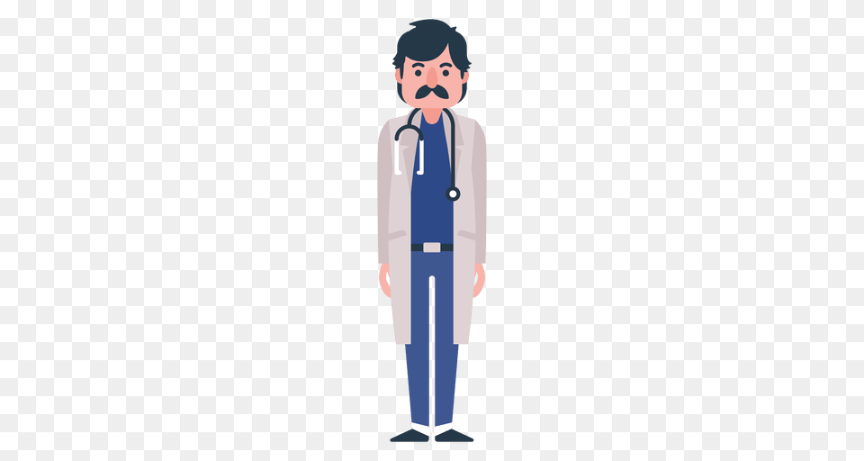 Flat Doctor Character Illustration, Clothing, Coat, Person, Face Free Transparent Png