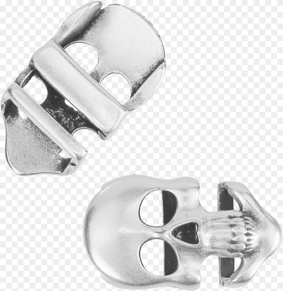 Flat Long Skull Slider Ant Silver Silver, Accessories, Buckle Free Png Download