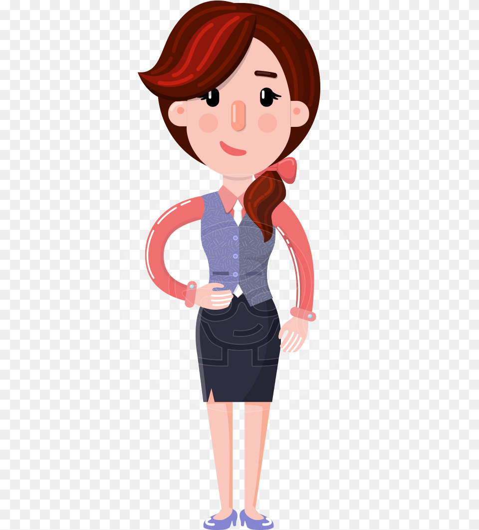 Flat Marketing Girl Cartoon Character Character Woman Cartoon, Person, Face, Head, Photography Free Transparent Png