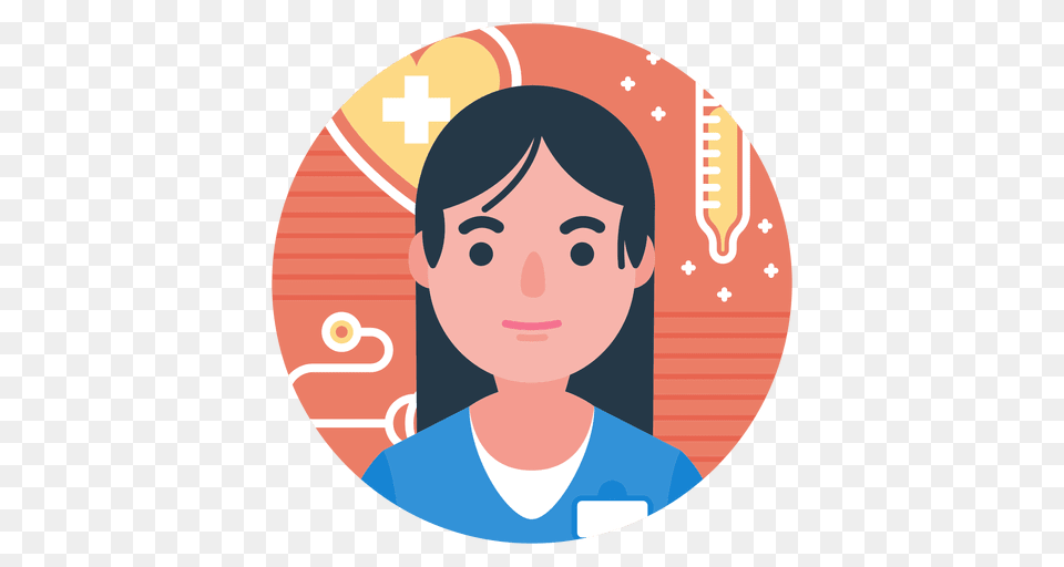 Flat Nurse Character Badge, Face, Head, Person, Photography Free Transparent Png