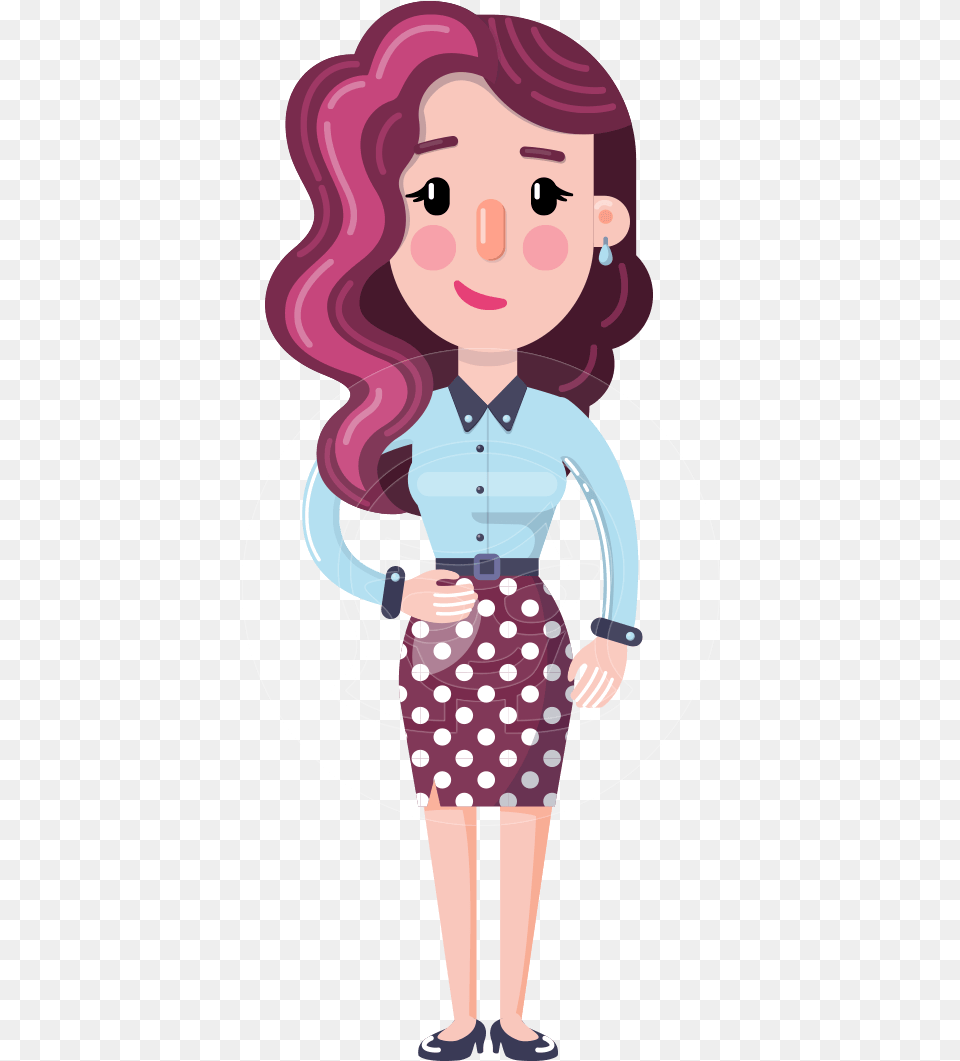 Flat Office Girl Cartoon Character Cartoon Office Girl, Pattern, Person, Face, Head Free Transparent Png