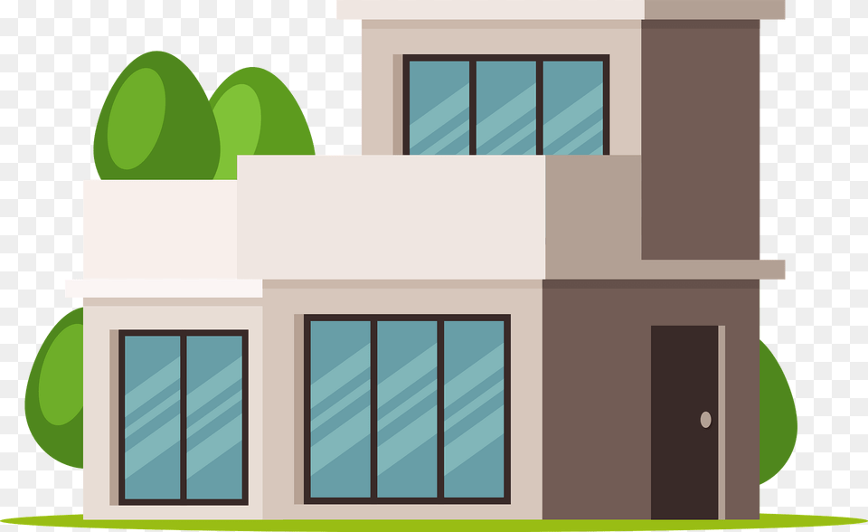 Flat Roof House Clipart, Architecture, Building, Door, Housing Png Image