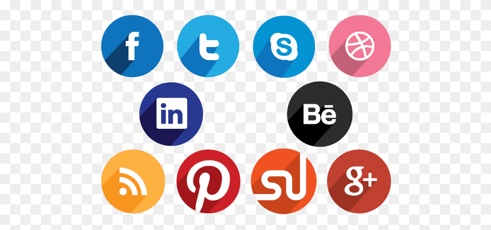 Flat Round Social Media Icons Design Crawl, Number, Symbol, Text Free Png Download