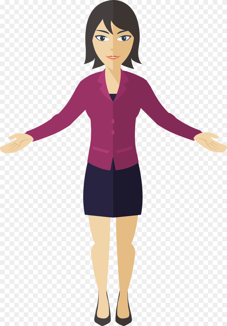 Flat Shaded Business Woman Clipart, Sleeve, Clothing, Long Sleeve, Adult Free Transparent Png