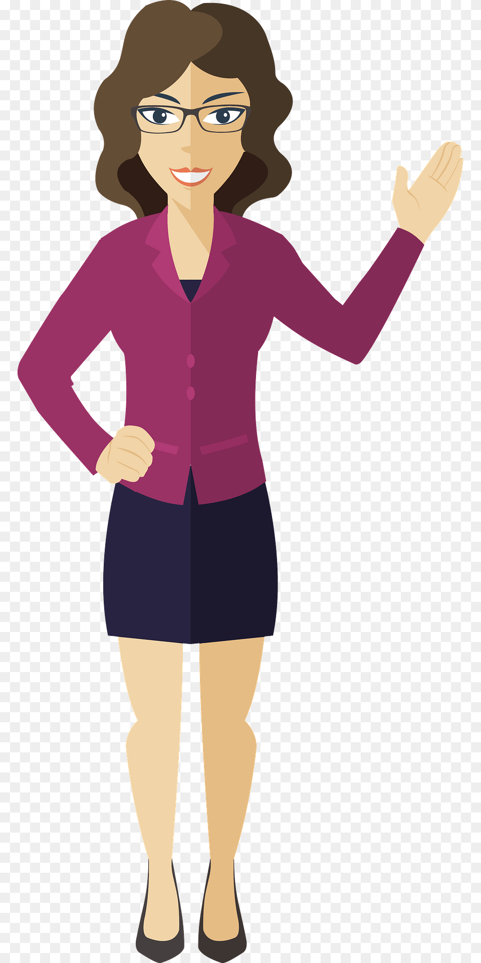 Flat Shaded Business Woman Clipart, Long Sleeve, Blouse, Clothing, Sleeve Png