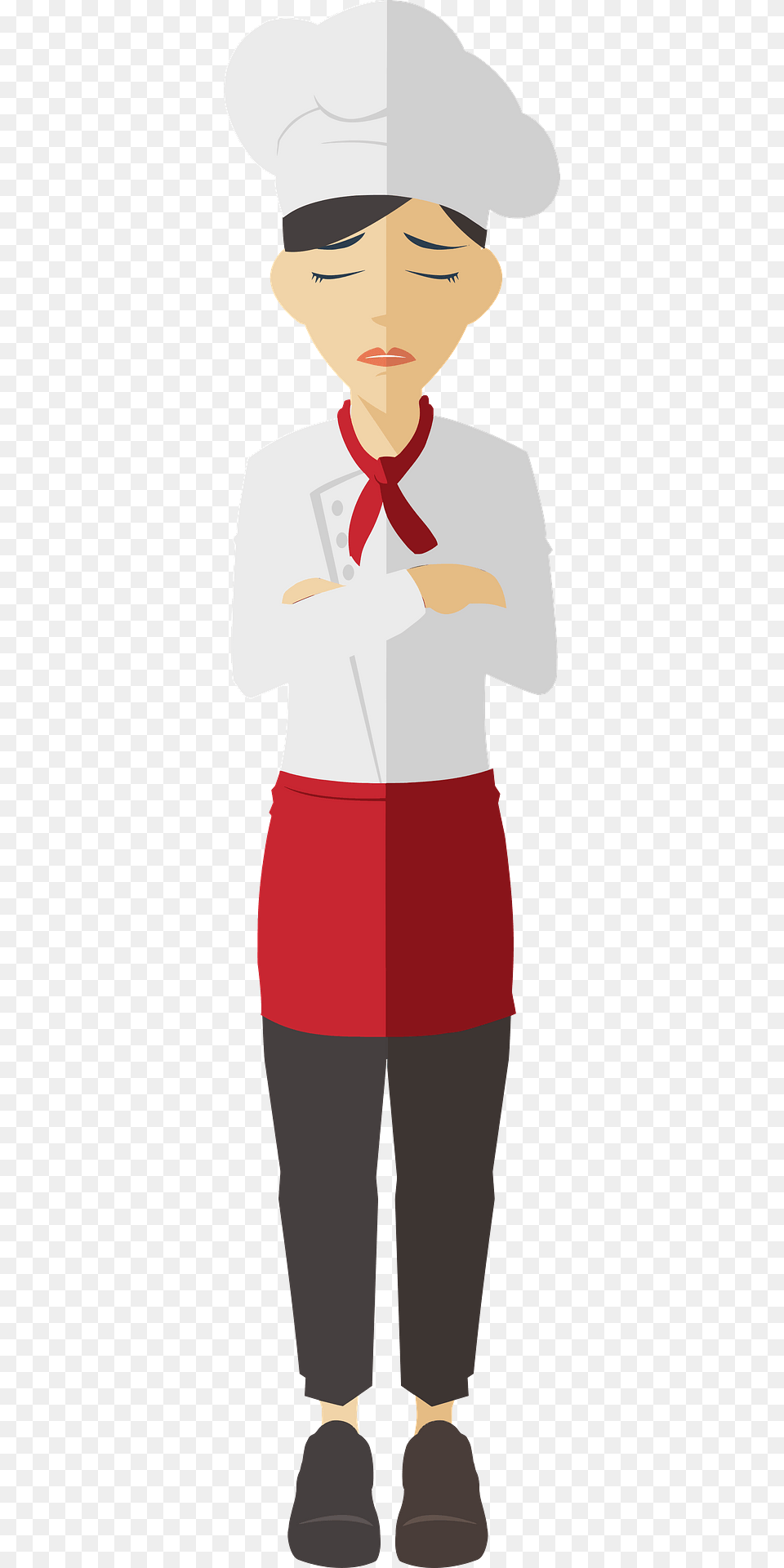 Flat Shaded Female Chef Clipart, Accessories, Tie, Formal Wear, Person Free Png