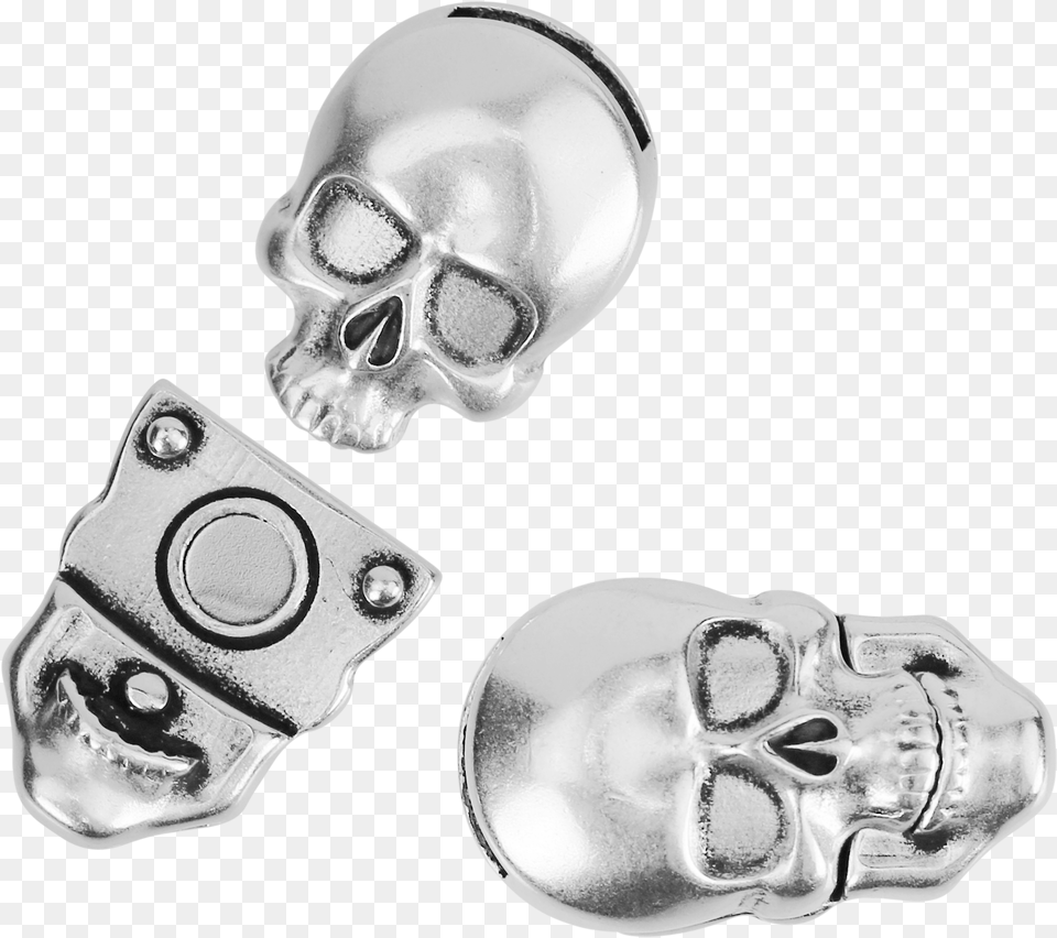 Flat Skull Magnetic Clasp Earrings, Accessories, Electronics, Hardware Png Image