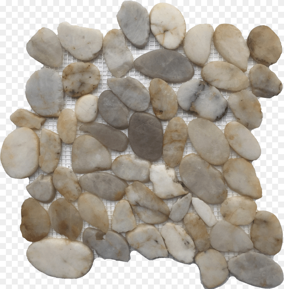 Flat White Polished Pebble Mosaic Mosaic Png