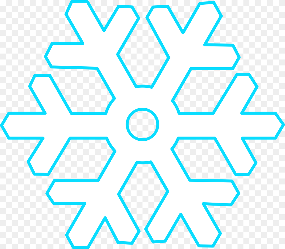 Flat White Snowflake With Hollow Circular Center Graphic Snowflake In A Circle, Nature, Outdoors, Snow Free Transparent Png