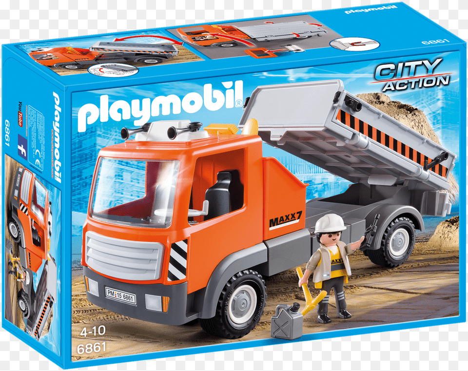 Flatbed Workman S Truck Camion Chantier Playmobil, Wheel, Machine, Clothing, Person Free Png