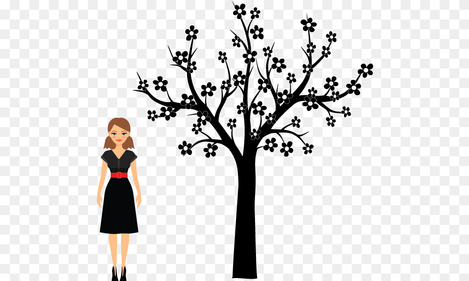 Flatiron Cherry Blossom Warm White Silhouette, Clothing, Dress, Adult, Female Free Png