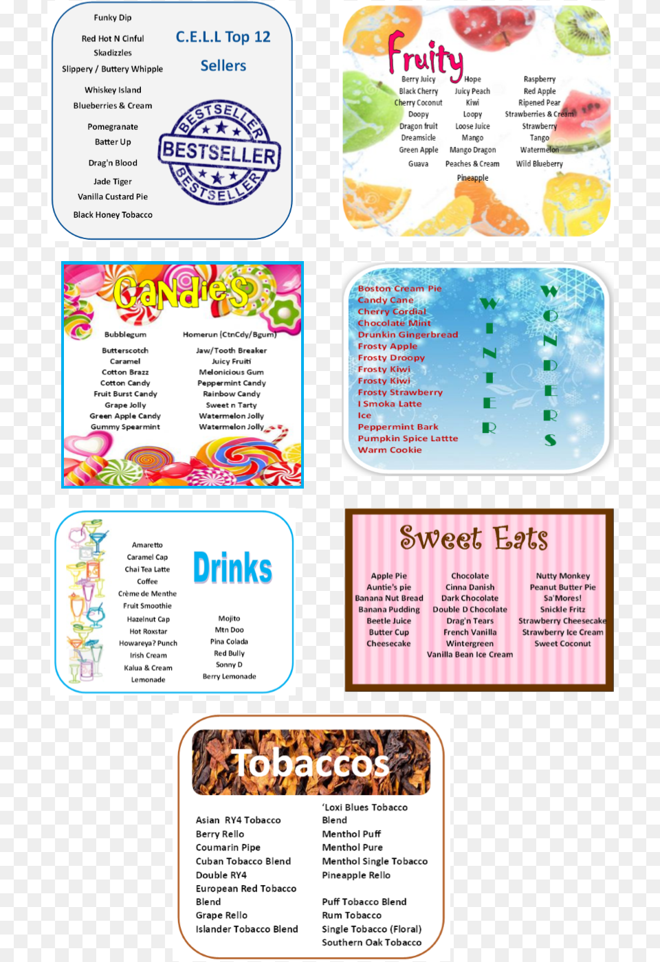 Flavor Categories Flyer, Menu, Text Free Png