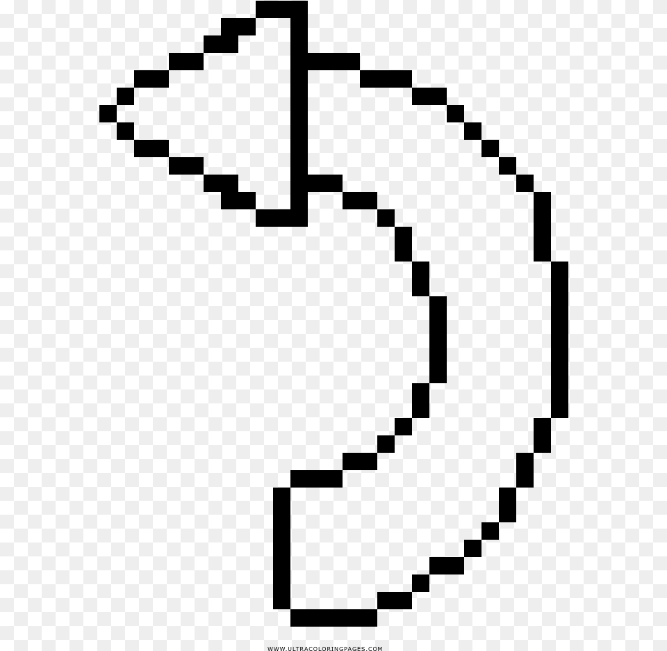 Flecha Esquerda Curva Desenho Para Colorir Simple Pixel Art Emoji, Gray Png