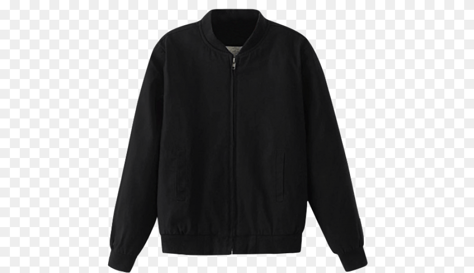 Fleececollarzipper Thick Black Bomber Jacket, Clothing, Coat, Fleece, Knitwear Png