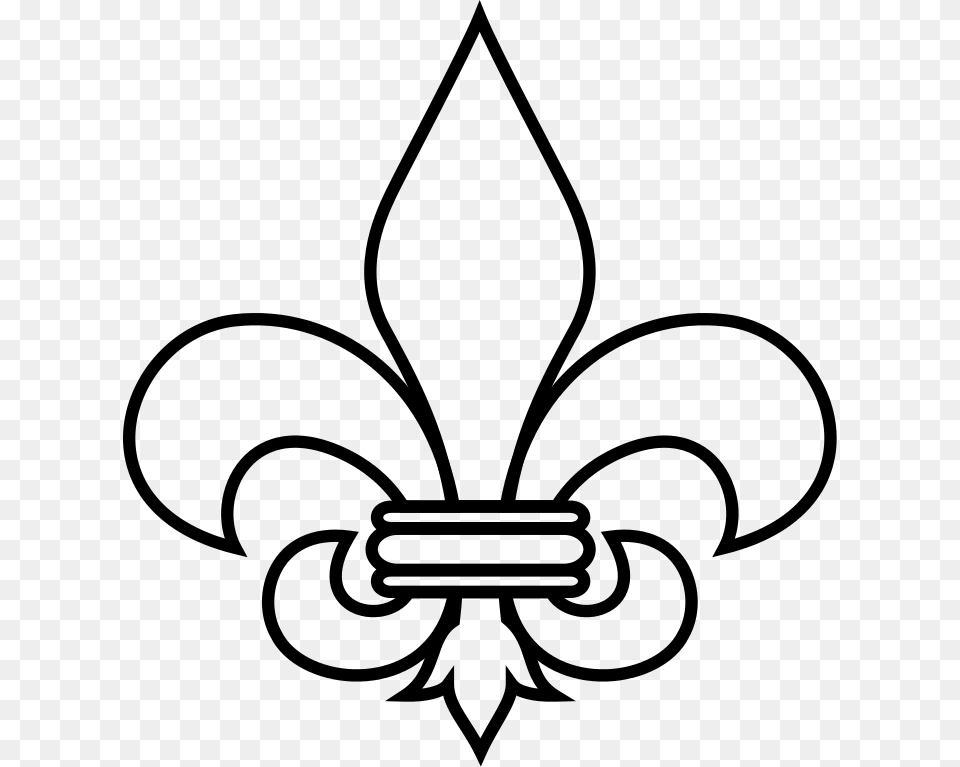 Fleur De Lis Outline, Gray Free Transparent Png