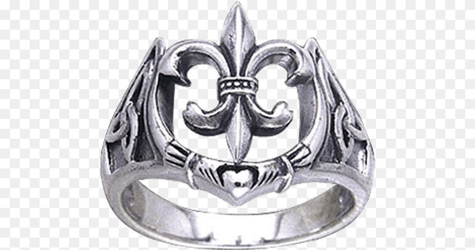 Fleur De Lis With Claddagh Silver Ring Quotfleur De Lis With Claddagh Silver Ringquot, Accessories, Jewelry Free Png