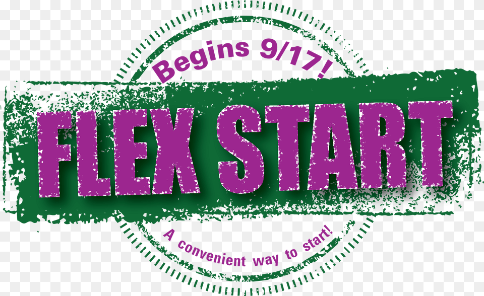 Flex Start Option Begins September September, Green, Purple Png Image