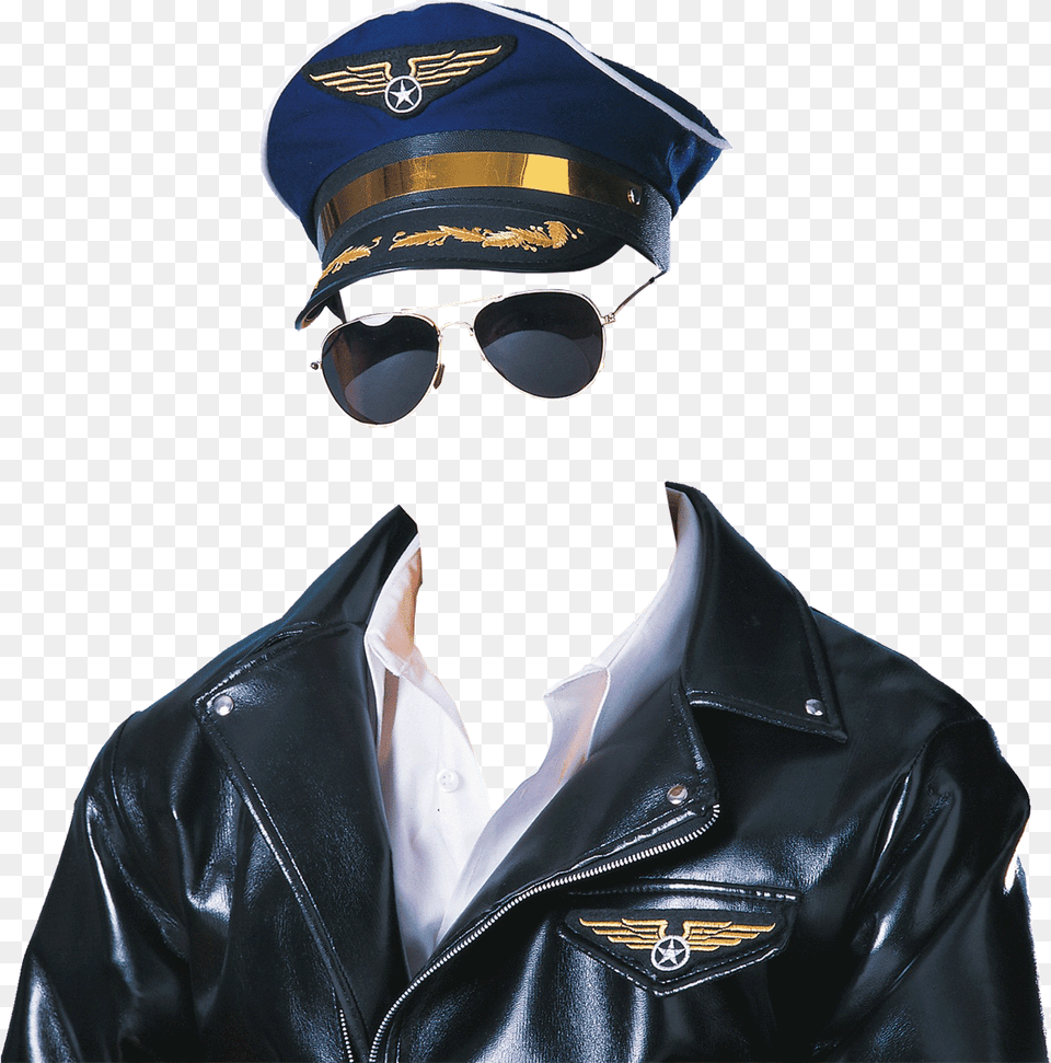 Flight Command Costume In Airplane Pilot Airplane Pilot Hat, Accessories, Jacket, Sunglasses, Coat Free Png