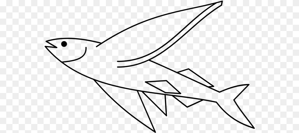 Flight Drawing Fish Line Art Computer Icons Commercial Flying Fish Clip Art, Gray Png Image