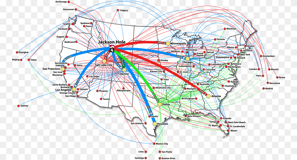Flight Map To Jackson Hole Airport Oh The Places You Delta Direct Flights, Chart, Plot, Machine, Wheel Png