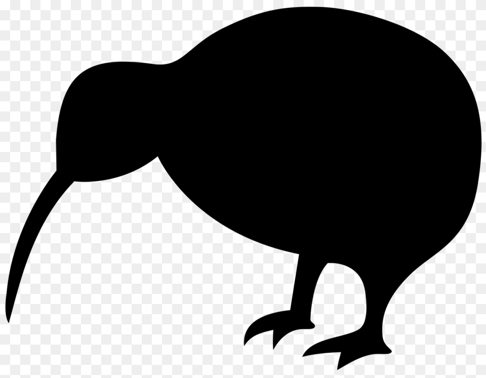 Flightless Bird Silhouette Drawing Kiwi, Gray Free Png