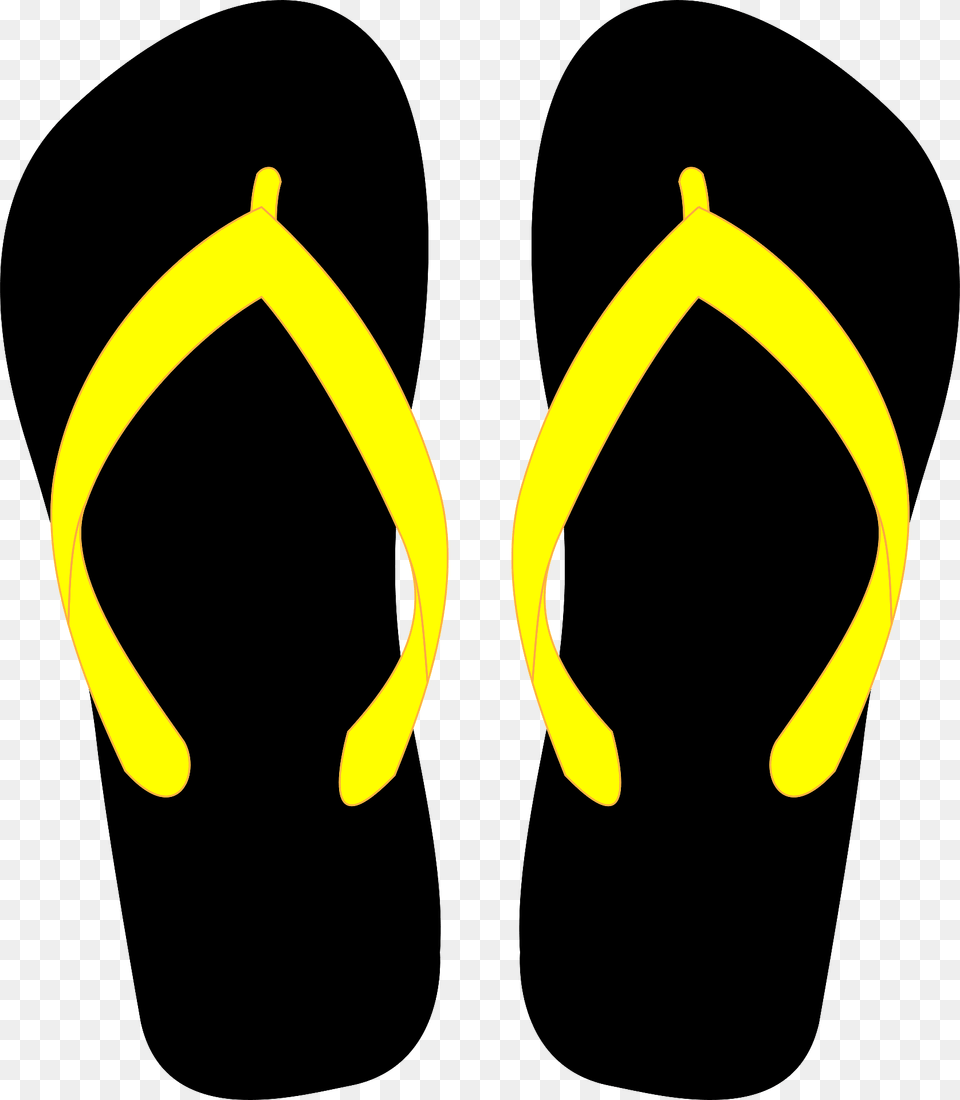 Flip Flops Black Soles Yellow Straps Clipart, Clothing, Flip-flop, Footwear Free Png