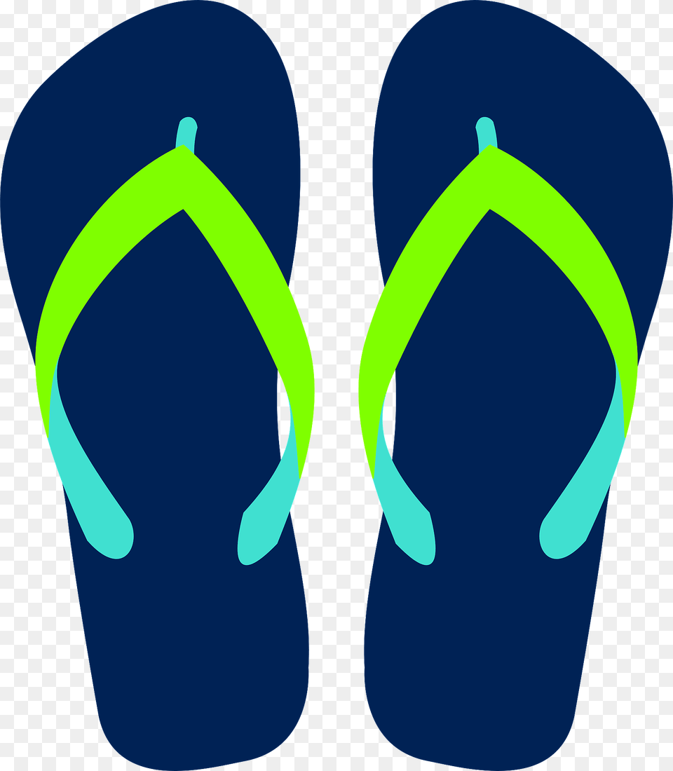Flip Flops Dark Blue Soles Green Straps Clipart, Clothing, Flip-flop, Footwear Free Png
