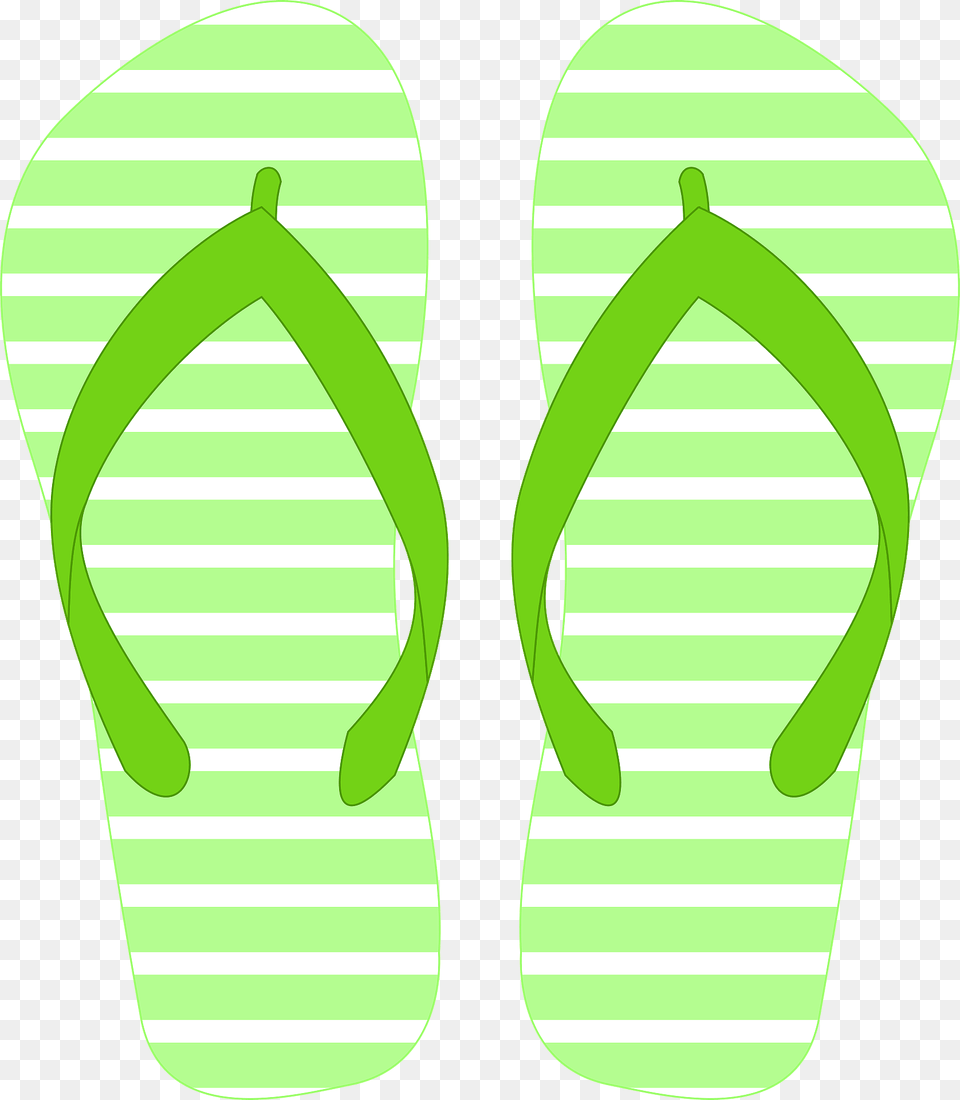 Flip Flops Green And White Striped Soles Green Straps Clipart, Clothing, Flip-flop, Footwear Png