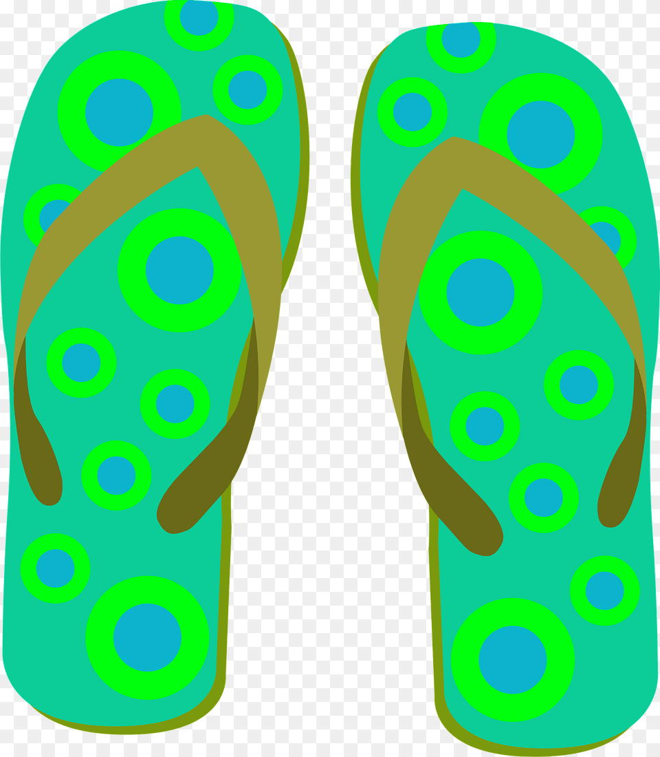 Flip Flops Green Soles With Blue Polka Dots Olive Green Straps Clipart, Clothing, Flip-flop, Footwear Free Transparent Png