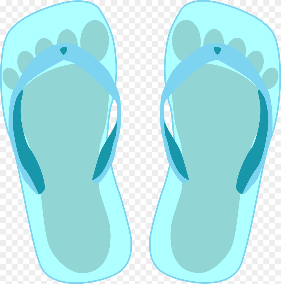 Flip Flops Light Blue With Footprint Clipart, Clothing, Flip-flop, Footwear Png