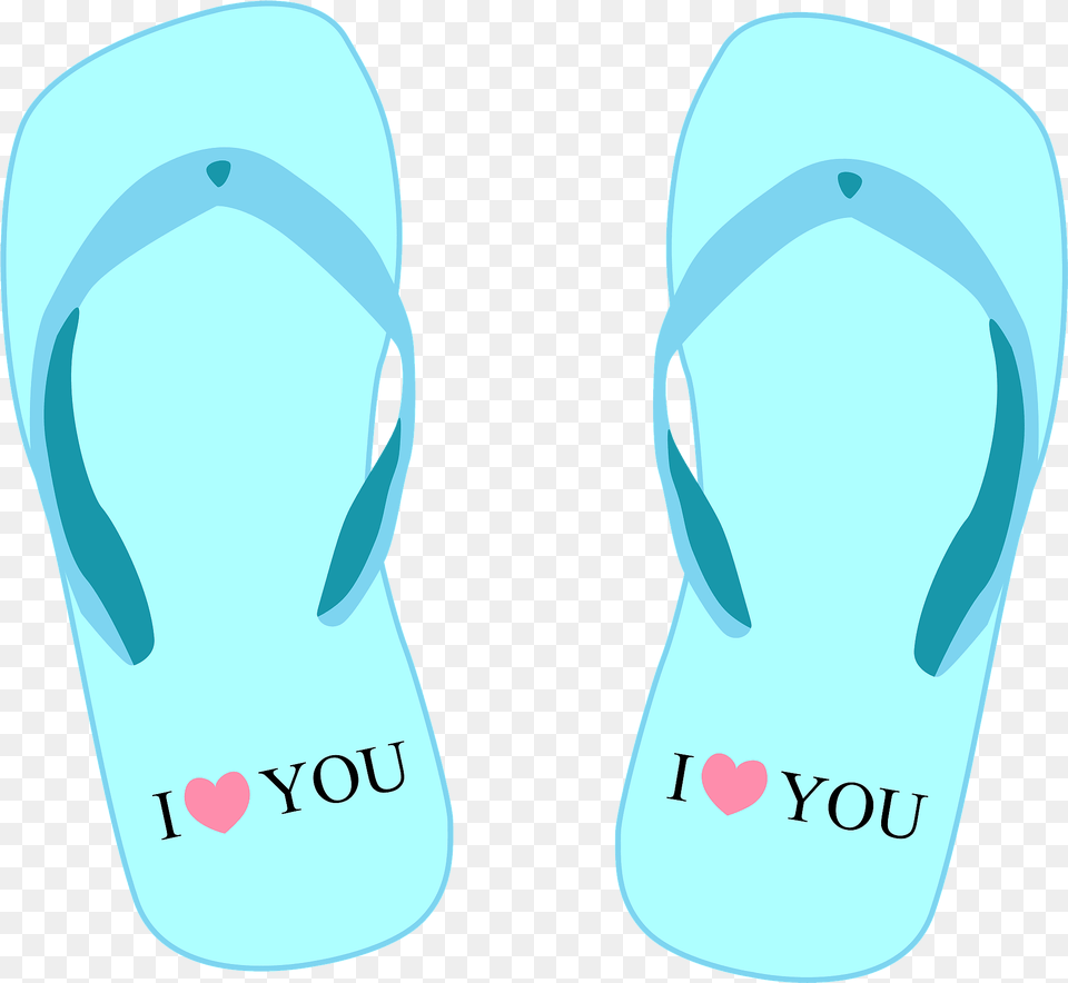 Flip Flops Light Blue With I Love You Clipart, Clothing, Flip-flop, Footwear Free Png Download