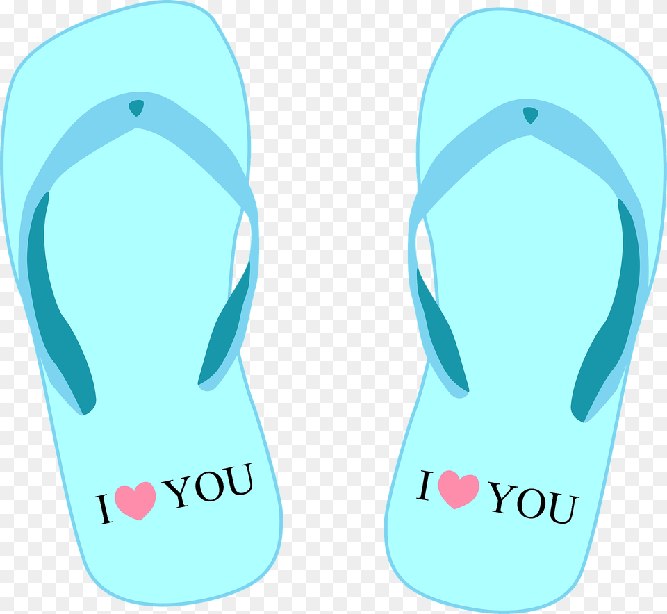 Flip Flops Light Blue With Quoti Love Youquot Clipart, Clothing, Flip-flop, Footwear Png Image