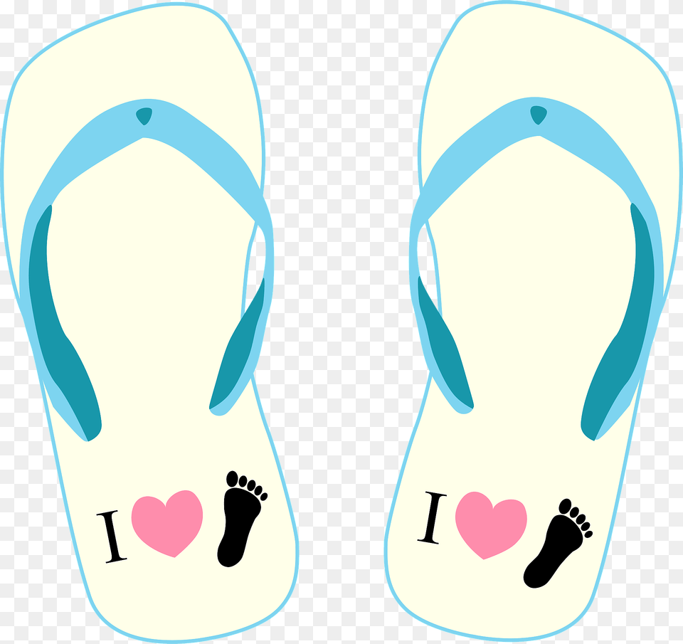 Flip Flops Light Yellow Sole Blue Straps Quoti Love Footquot Symbol Clipart, Clothing, Flip-flop, Footwear Png Image
